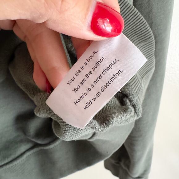 Seek Discomfort Olive Green Drab Raised Print Crewneck Sweatshirt Large - Picture 5 of 8